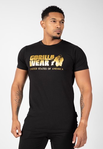 Gorilla Wear Classic T shirt Zwart Goud S
