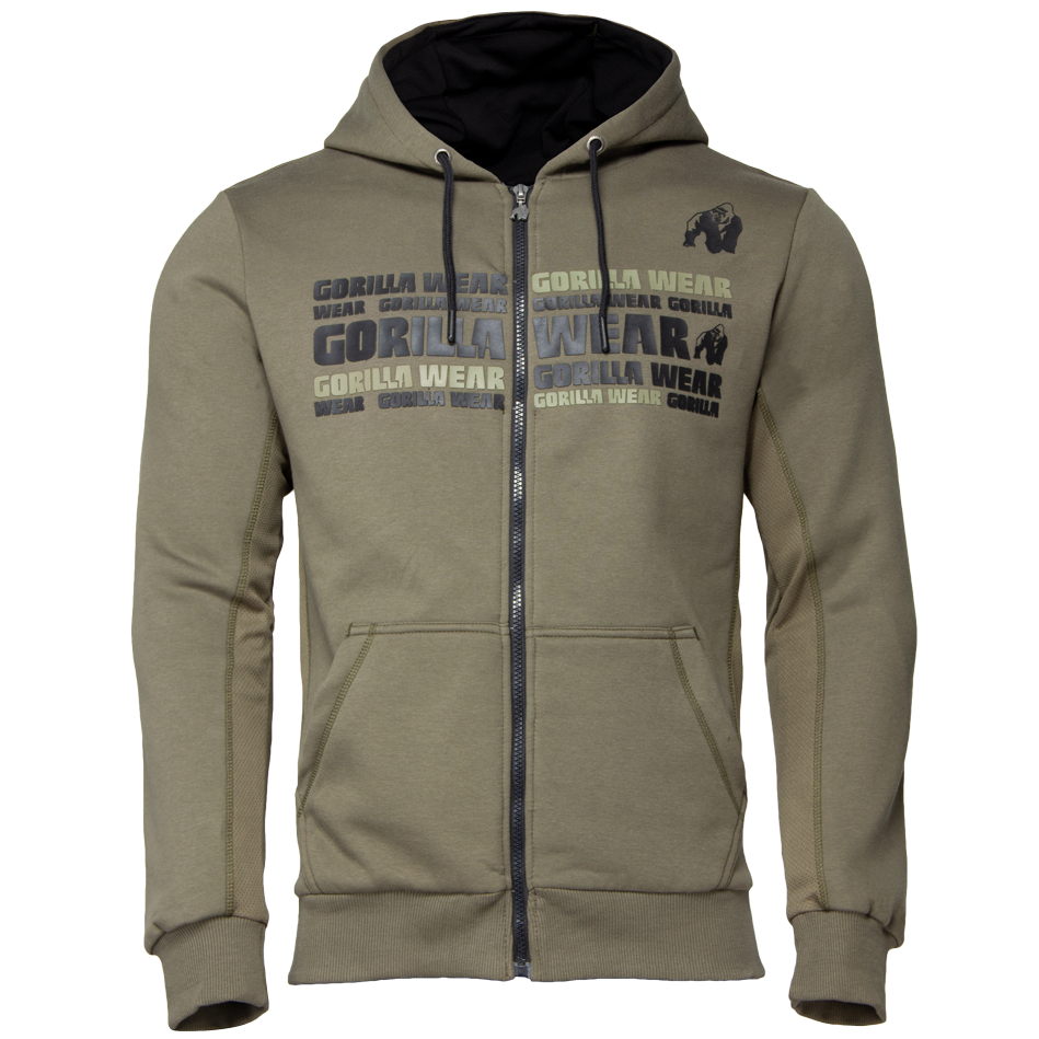 Gorilla Wear Bowie Mesh Zipped Hoodie Army Green 3Xl gorilla wear kopen in de aanbieding