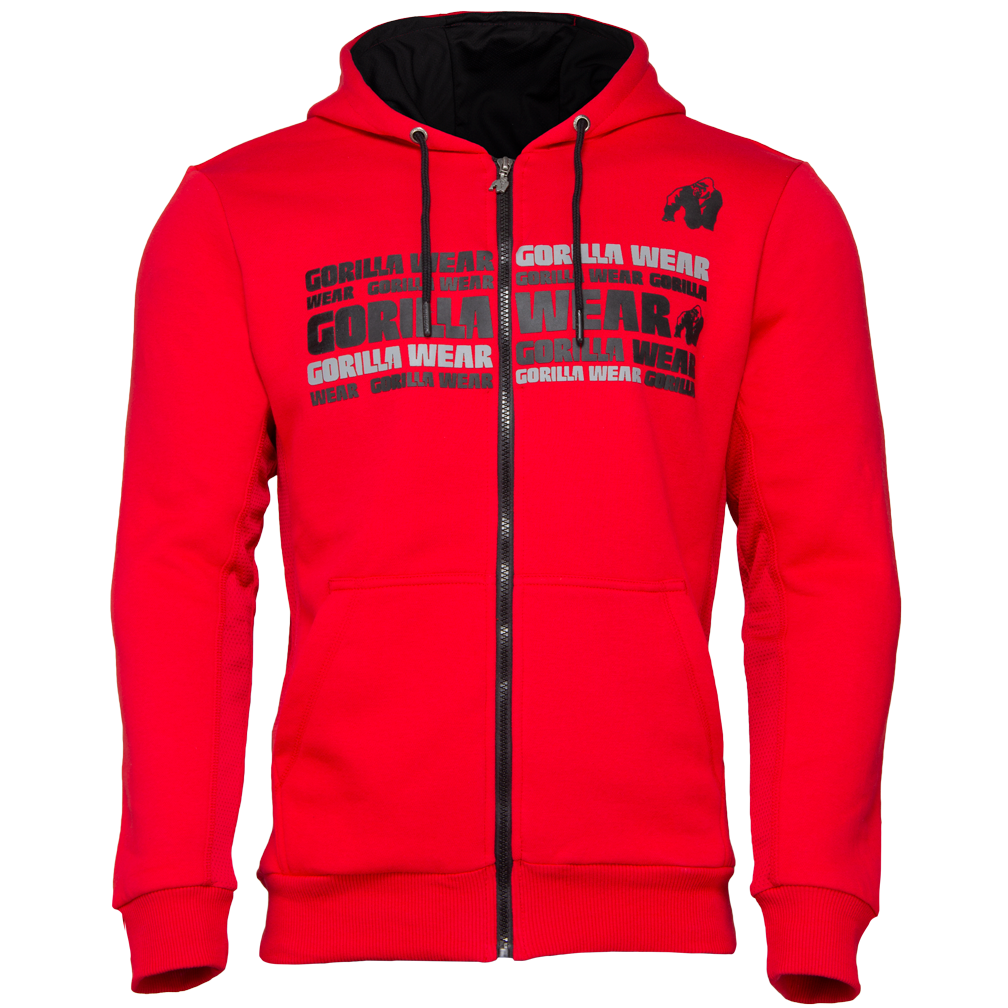Gorilla Wear Bowie Mesh Zipped Hoodie Red 4Xl gorilla wear kopen in de aanbieding