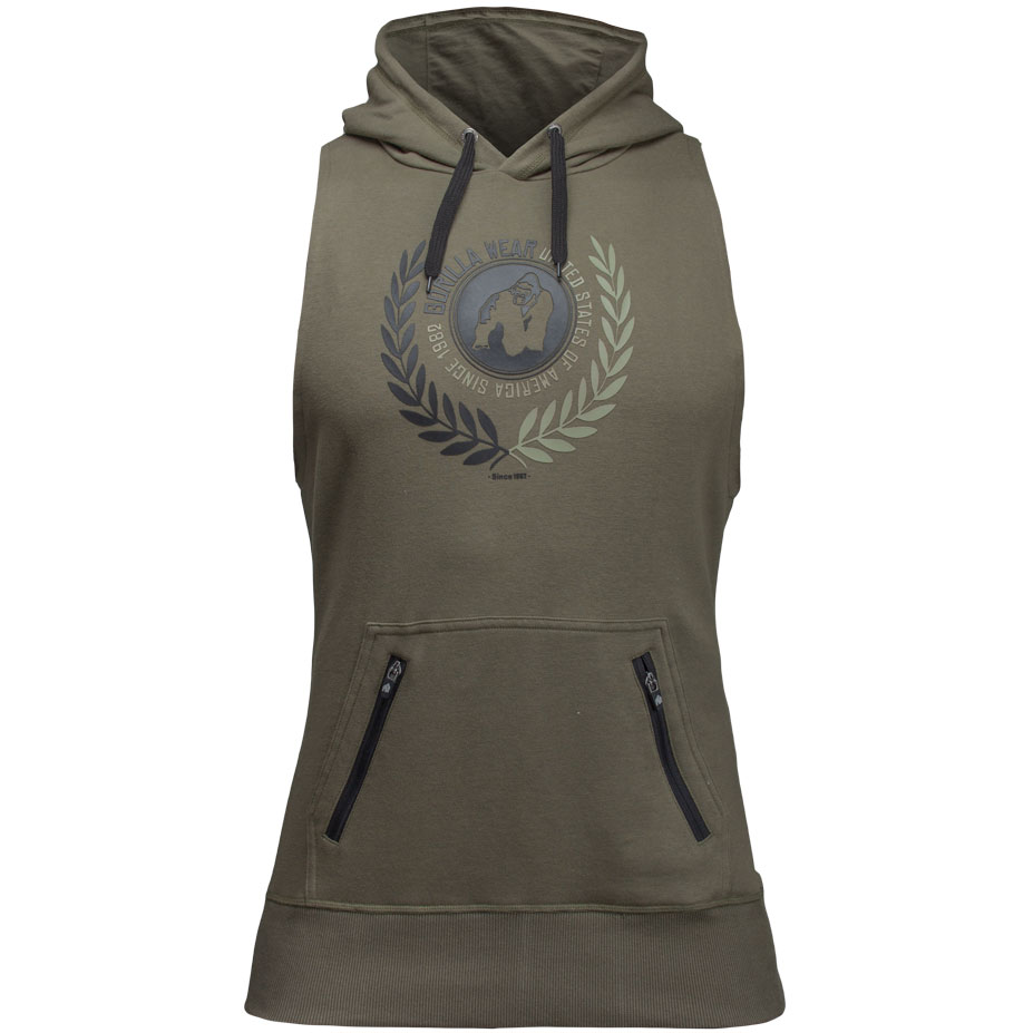 Gorilla Wear Manti Sleeveless Hoodie Army Green 3Xl gorilla wear kopen in de aanbieding