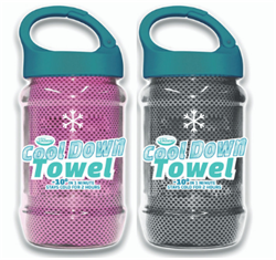 Aqua Laser Cool Down Towel - Koelhanddoek - Grijs/Roze