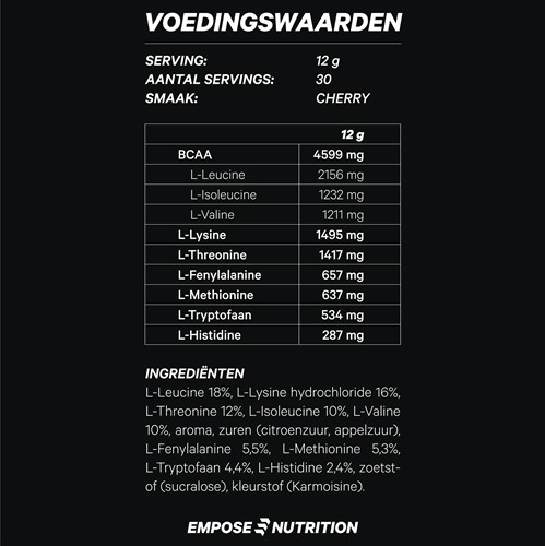 Empose Nutrition EAA Poeder - Essentiële Aminozuren - 360 gr - Kers-2
