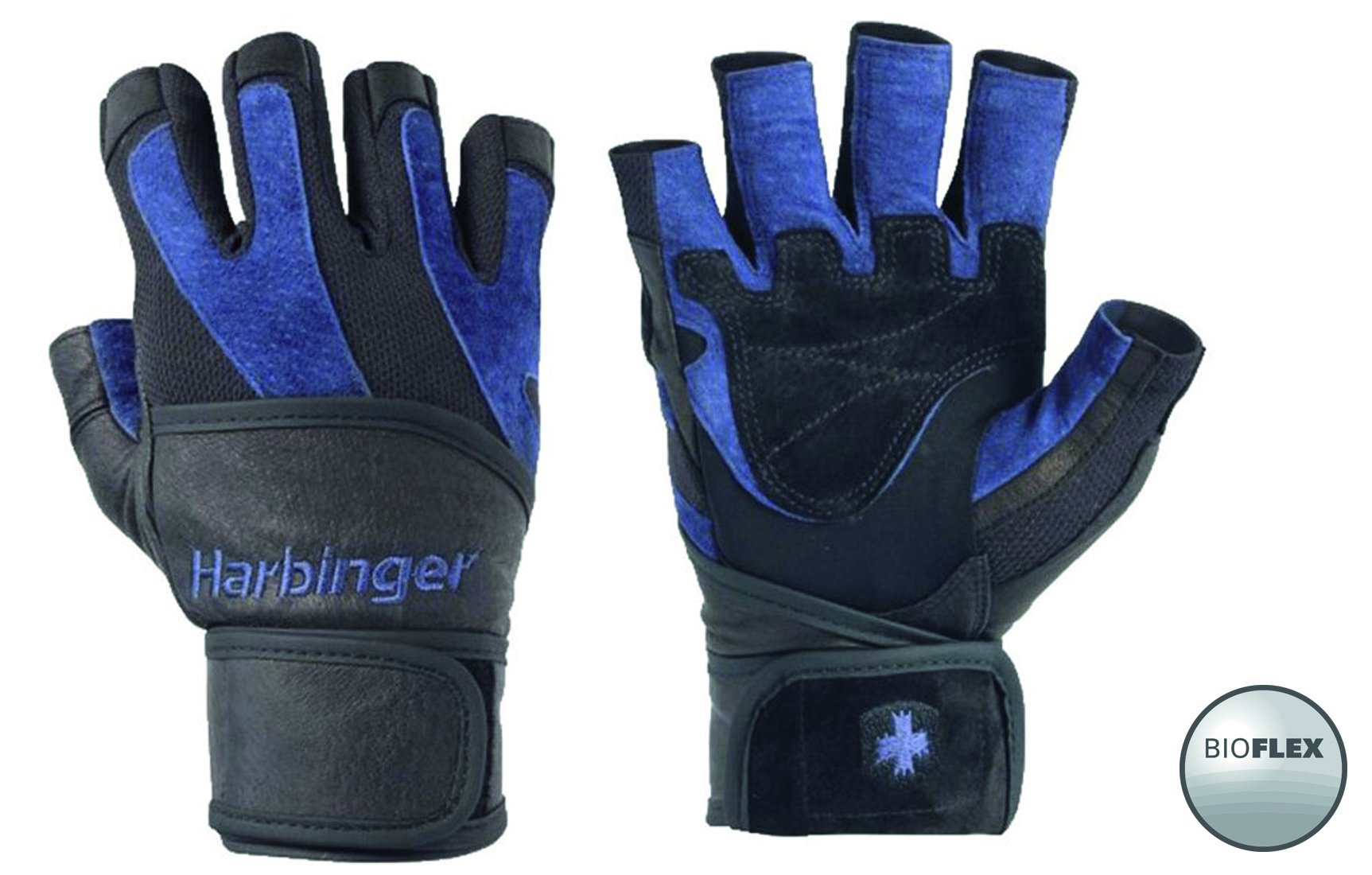 Harbinger Fitness Bioflex Wristwrap Handschoenen Blackblue harbinger fitness kopen in de aanbieding