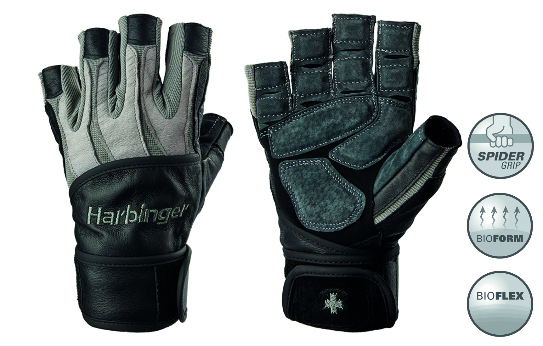 Harbinger Bioform Wristwrap Fitness Handschoenen Greyblack Xl harbinger fitness kopen in de aanbieding
