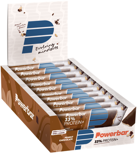 Powerbar 33% Protein+ Bar - 10 x 90 gr - Pinda Chocolade