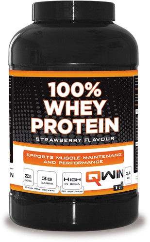 QWIN 100% Whey Protein Aardbei - 2400 gr