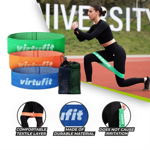 VirtuFit Mini Weerstandsbanden set - Katoen - 3 Stuks - Incl. Opbergtas-3