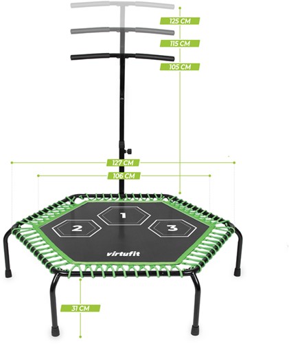 VirtuFit Fitness Trampoline Pro met Handvat - Zwart - 115 cm - Tweedekans-2