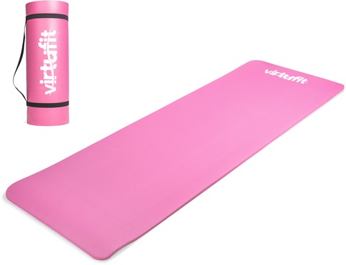 VirtuFit NBR Fitnessmat - 180 x 60 x 1,5 cm - Yogamat met Draagkoord - Roze