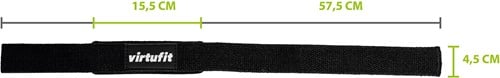 VirtuFit Padded Lifting Straps - Katoen - Zwart - Horizontaal afmetingen