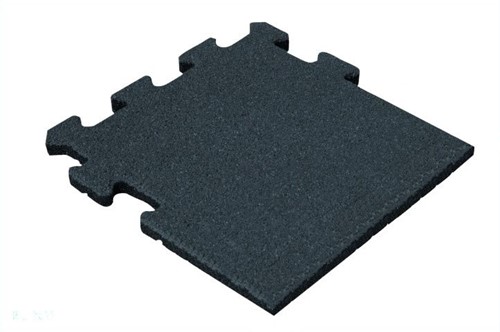 Rubber Tegel - Zijstuk - Puzzelsysteem - 50 x 50 x 5 cm - Zwart